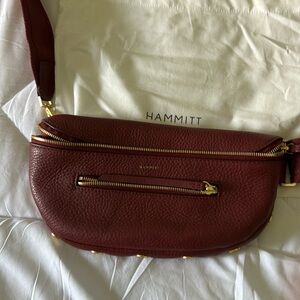 HAMMITT CHARLES CROSSBODY- in 
Pomodoro Red/Brushed Gold Hammered pebble leather